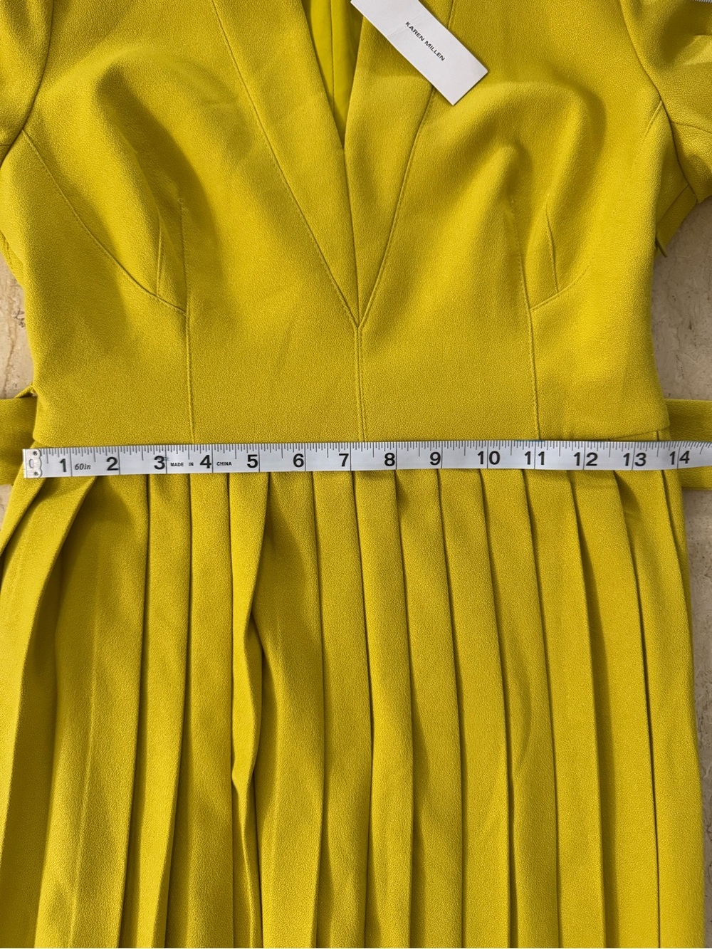 NWT KAREN MILLEN Structured Crepe Forever Pleat Belted Midi Dress $439 - Picture 13 of 15